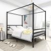 Metal Canopy Bed Frame;  Stable and durable metal platform ;  Queen Black