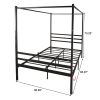 Metal Canopy Bed Frame;  Stable and durable metal platform ;  Queen Black